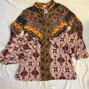 Umgee mixed paisley bell sleeve boho dress